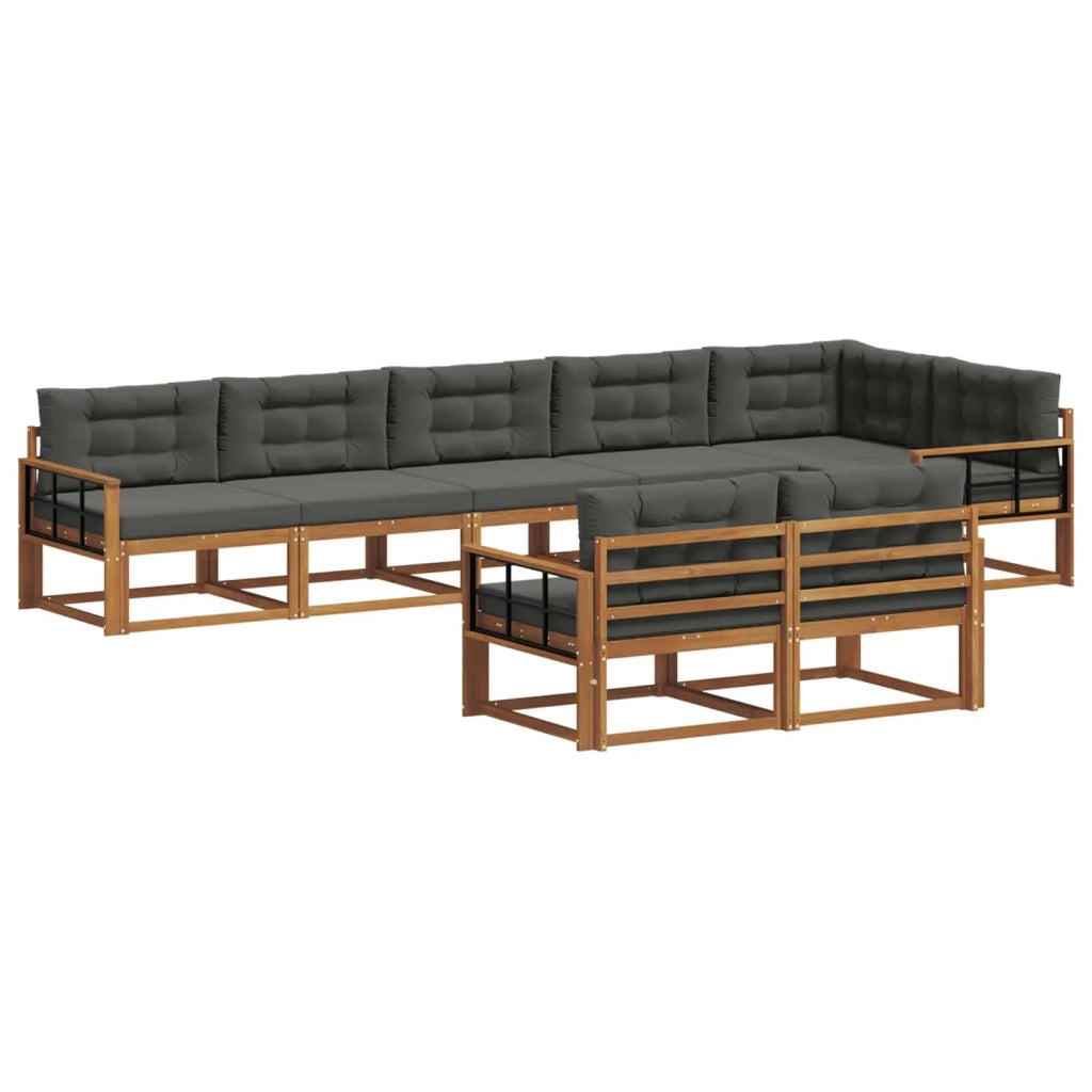 Set di divani da esterno con cuscino 8 pcs Naturale e Antracite
