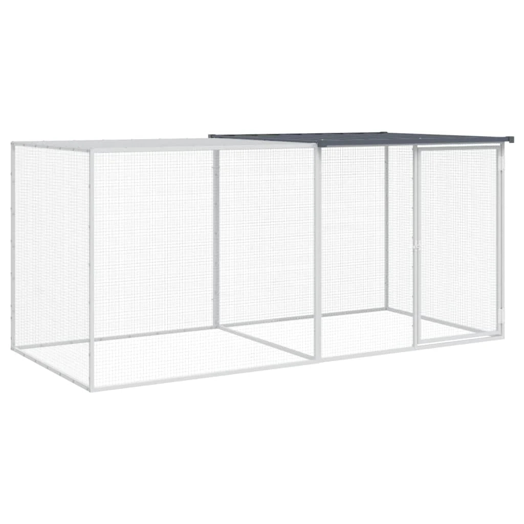 Recinto per pollaio con tetto 203 x 98 x 90 cm in acciaio zincato antracite 02_0043971