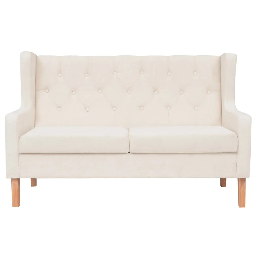 Divano a 2 Posti-Sofa 2 Posti in Tessuto Bianco Crema