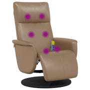 Poltrona | Sedia Relax Reclinabile Massaggi Poggiapiedi Cappuccino Similpelle