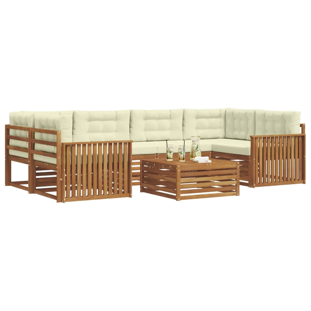 Set di divani da esterno con cuscino 7 pcs Naturale e Crema 3373095