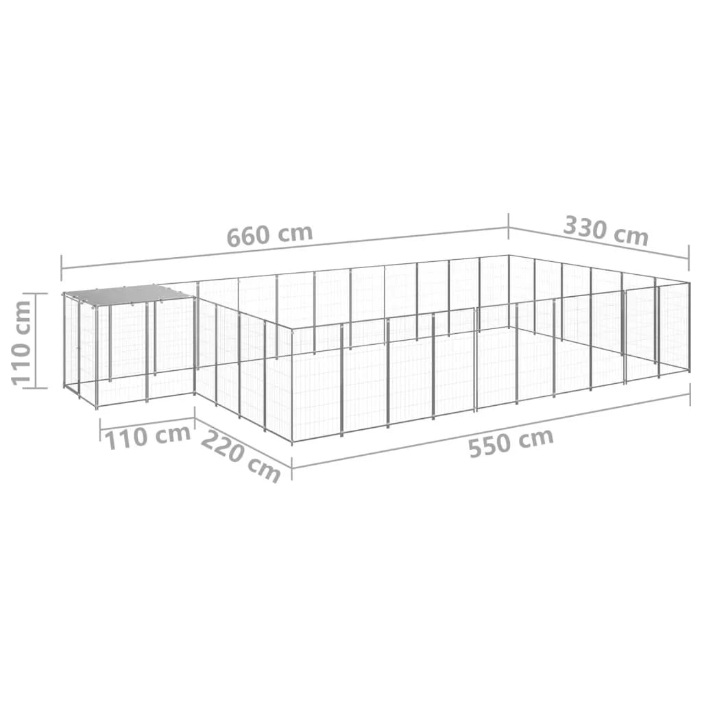 Gabbia per cani da esterno recinto per animali colore argento 19,36 m² in acciaio codice 02_0000247
