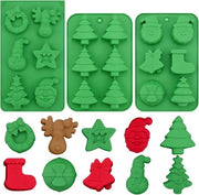 3 Set di Forme di Natale in Silicone - Albero di Natale Personaggio di Natale Palla di Neve Renne Forma di Natale per Chocolato - Kit di Pulizia per Dolci Forme di Torta per Festa di Natale - Forme di Silicone per Decorazioni di Natale