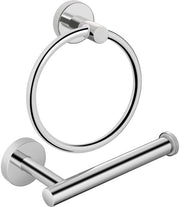 Set di accessori da bagno 2 in 1, contenente un asse da asciugamano e un supporto per carta igienica, in acciaio inossidabile SUS304, robusto accessori da bagno per uso domestico o in cucina, finitura cromata.
