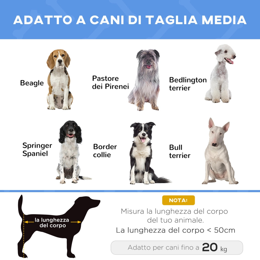 Cuccia Lettino per Cani Rialzato Pieghevole per Interno ed Esterno in Metallo e Tessuto Oxford, 76x61x18 cm, Blu