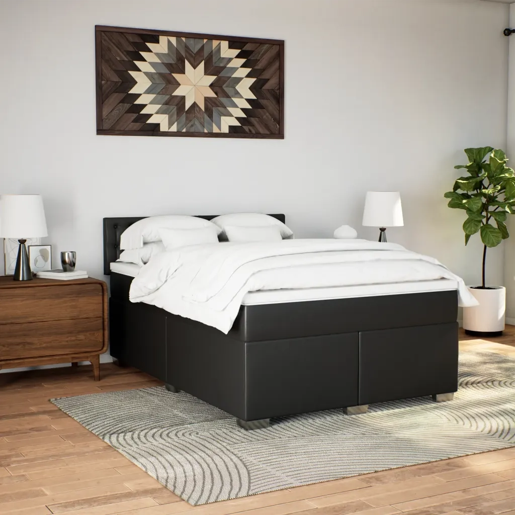 Giroletto a Molle con Materasso Nero 140x200 cm in Similpelle 3286124