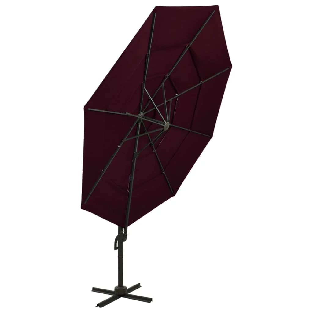 Ombrellone a quattro livelli con palo in alluminio 3 x 3 m bordeaux 02_0008789