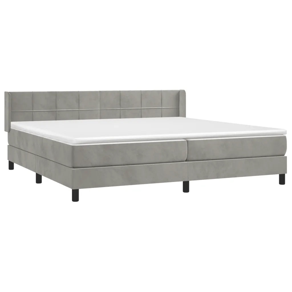 Giroletto a Molle con Materasso Grigio Chiaro 200x200cm Velluto 3130979