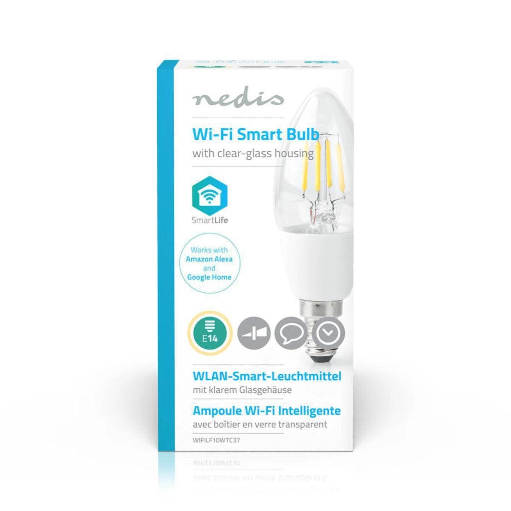 5W 400lm E14 Wi-Fi Connected Candela filamento lampadina Trasparente Nedis
