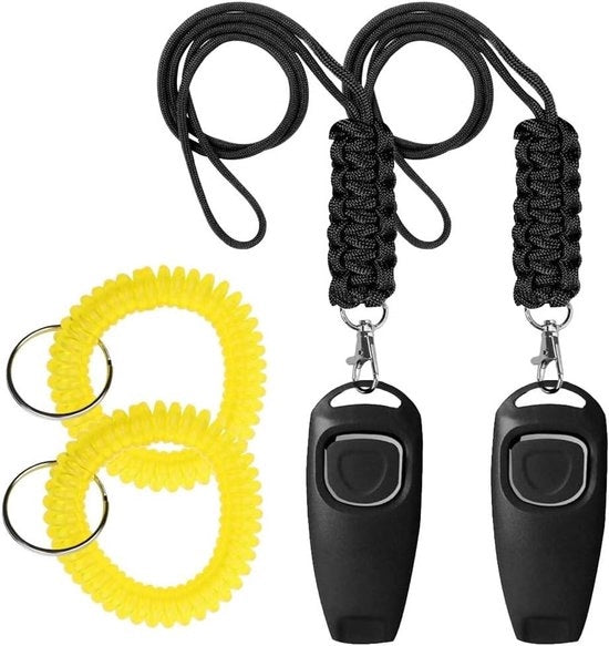 Set di 2 Flauti Acustici per Cani con Alta Frequenza e Clicker - Flauto Acustico con Corda - Accessori di Addestramento