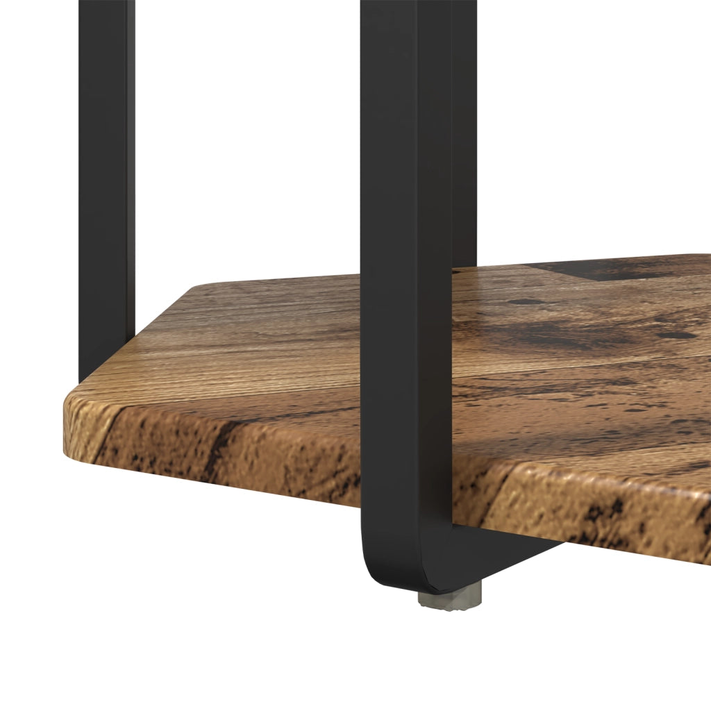 Tavolino 2 pz in Legno Vecchio e Metallo