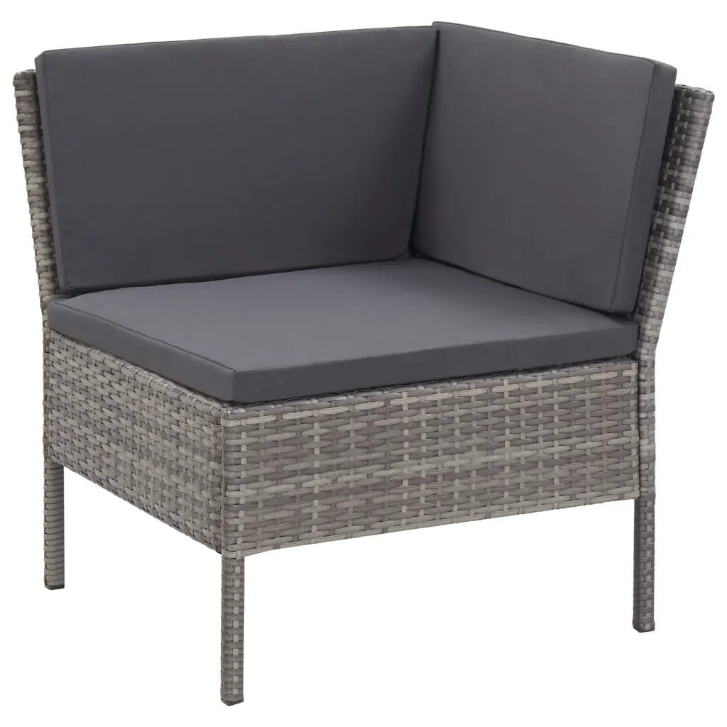 Set Divani da Giardino 3 pz | Set Salotto da Giardino con Cuscini in Polyrattan Grigio