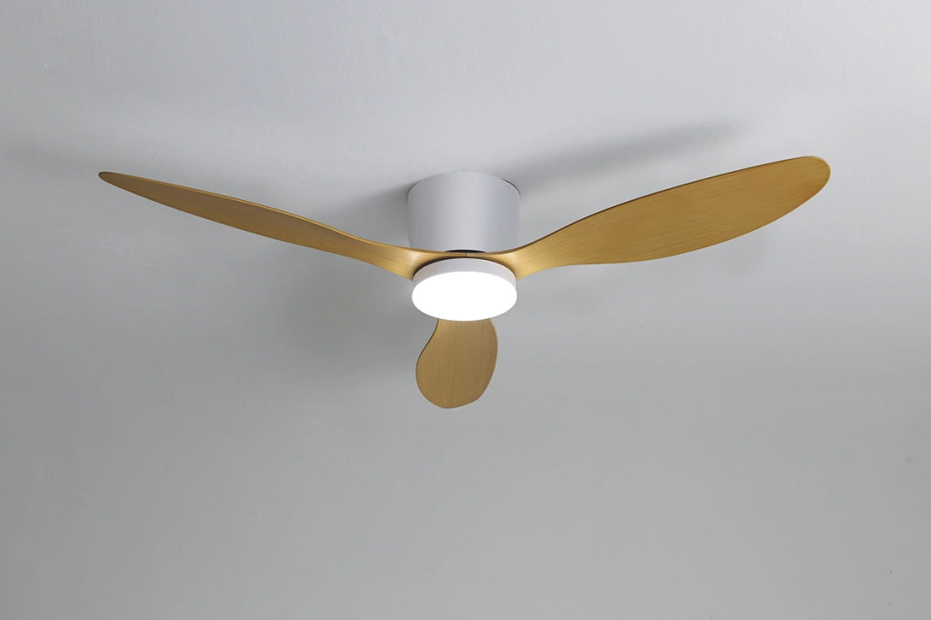 Ventilatore a Soffitto HELIKA Bianco con LED 18W Integrato, Regolazione CCT 3000-4000-6500K, Telecomando e Invertitore di Marcia - Rossini