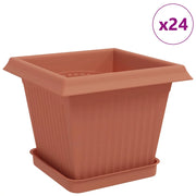 Fioriere | Cassetta per fiori | Vasi per Piante 24 pz Rosso Mattone 20 x 20 x 16 cm Plastica