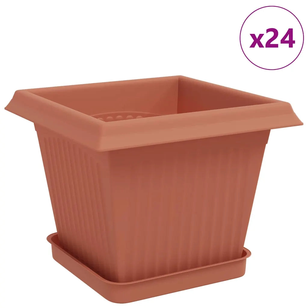 Fioriere | Cassetta per fiori | Vasi per Piante 24 pz Rosso Mattone 20 x 20 x 16 cm Plastica