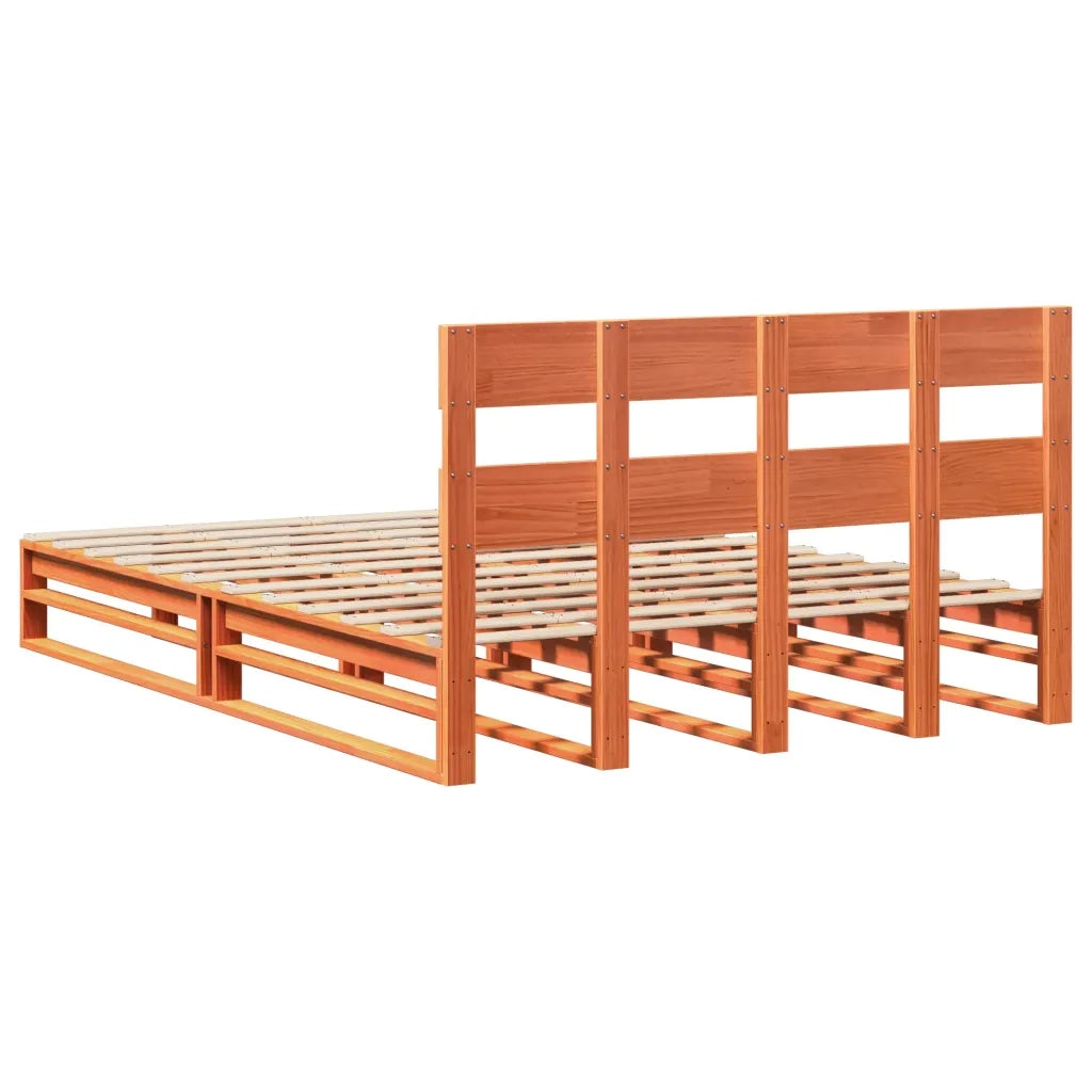 Letto senza Materasso Marrone Cera 140x190 cm in Legno di Pino