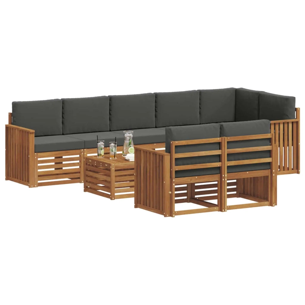 Set divani 9 pcs Naturale e Antracite Legno di Acacia Massello 3375047