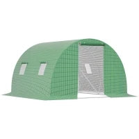 Serra a Tunnel da Esterno 3x3x2m con Copertura in PE, Porta con Cerniera e 4 Finestre, Verde