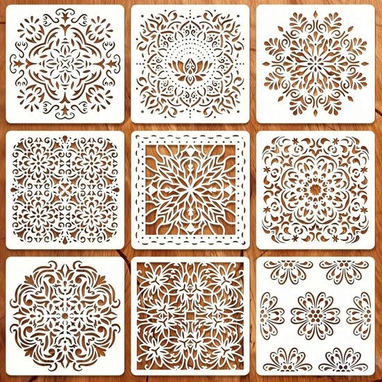 Schede per pittura 9 pezzi - Schede riutilizzabili - Schede per hobby - Schede per decorazione domestica - 15,2 x 15,2 cm - Materiale PET duraturo