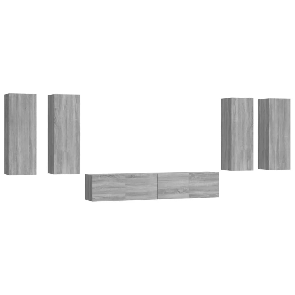 Set di Mobili Porta TV 6 pz Grigio Sonoma in Legno Multistrato 3114348