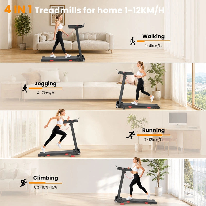 Tapis roulant pieghevole | Regolazione inclinazione | 3,0 HP | Ultra-silenzioso | 1¨C12 km/h | Controllo tramite App Smart | Design ammortizzato