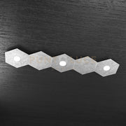 HEXAGON APPLIQUE-PLAFONIERA 3 LUCI + 2 DECORATIVO FOGLIA ARGENTO 1142-3L2D-FA
