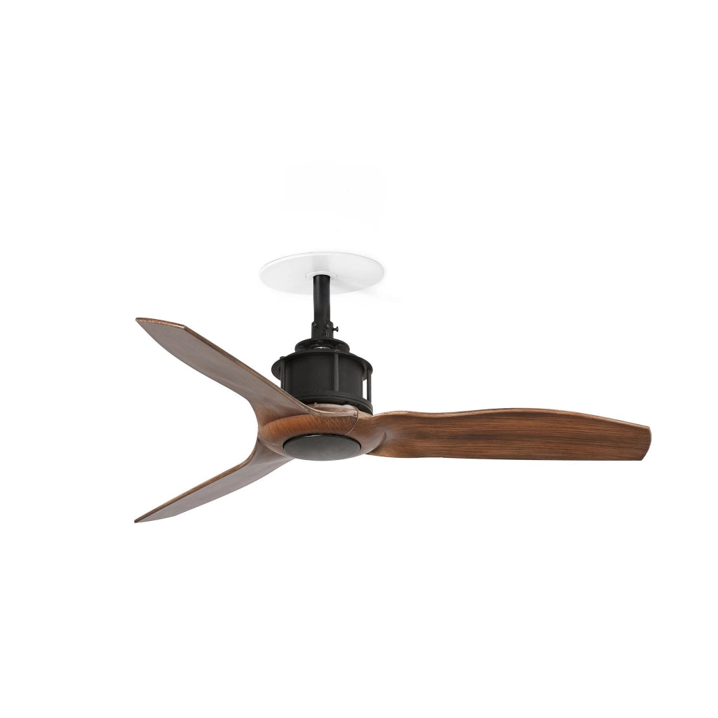 FARO Ventilatore da soffitto nero-noce con pale in legno finitura noce motore DC 6 velocita funzione inversa compatibile TUYA per soffitti inclinati FARO-33425RWT