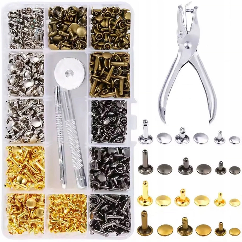 Set di Rivetti FixCraft 480Z – 480 Pezzi | 6–12 mm | Metallo | Organizer | Per Pelle, Borse, Cinture, Artigianato