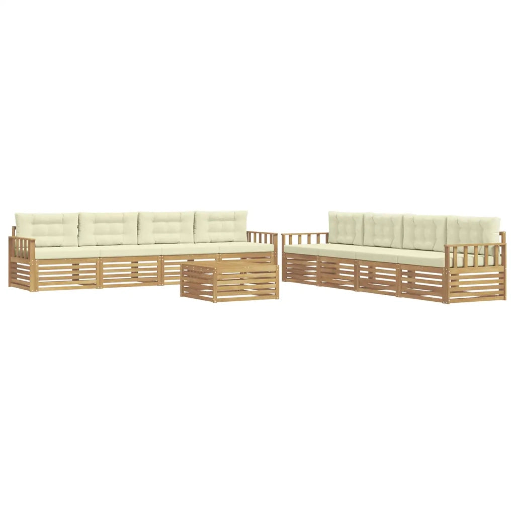 Set di divani da esterno 9 pz Bianco e Crema Poliestere 3390235