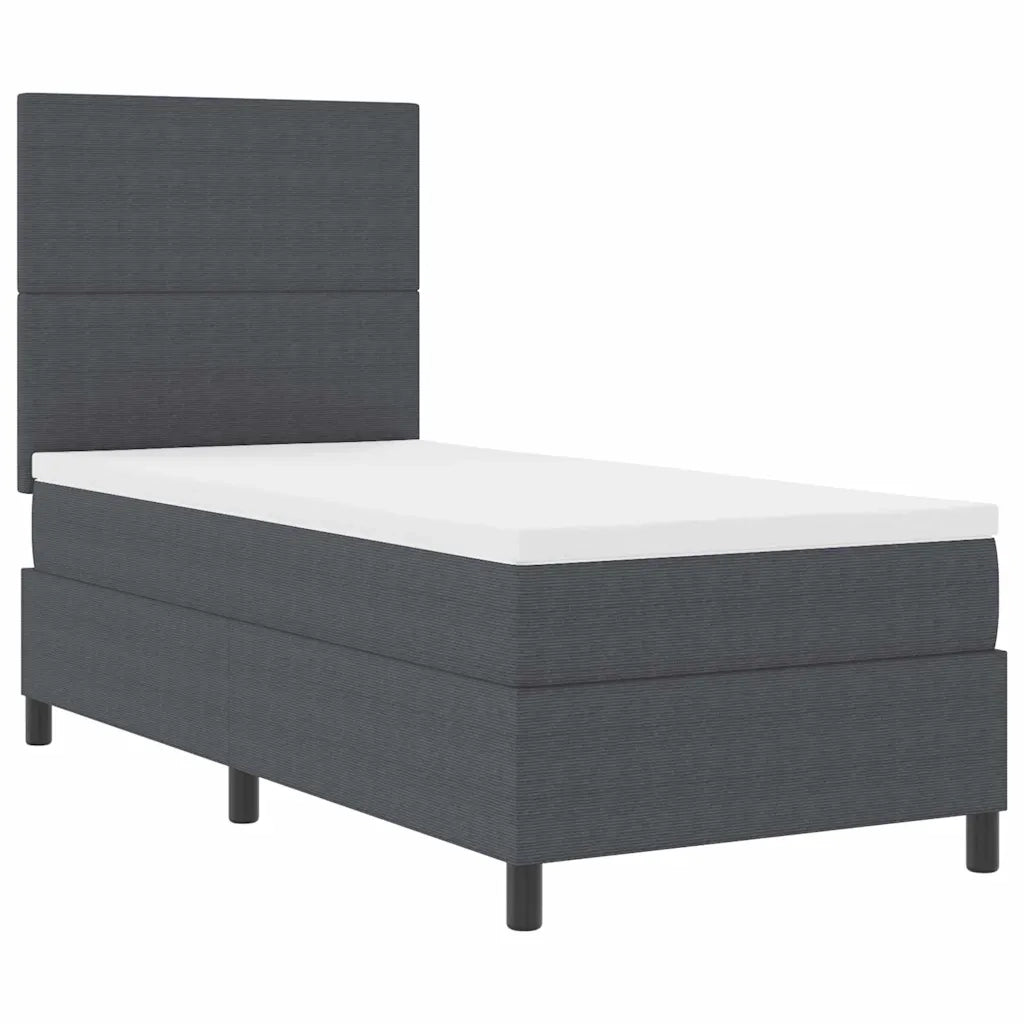 Letto a molle con testiera Grigio Scuro e Bianco 90 x 190 cm 3337536
