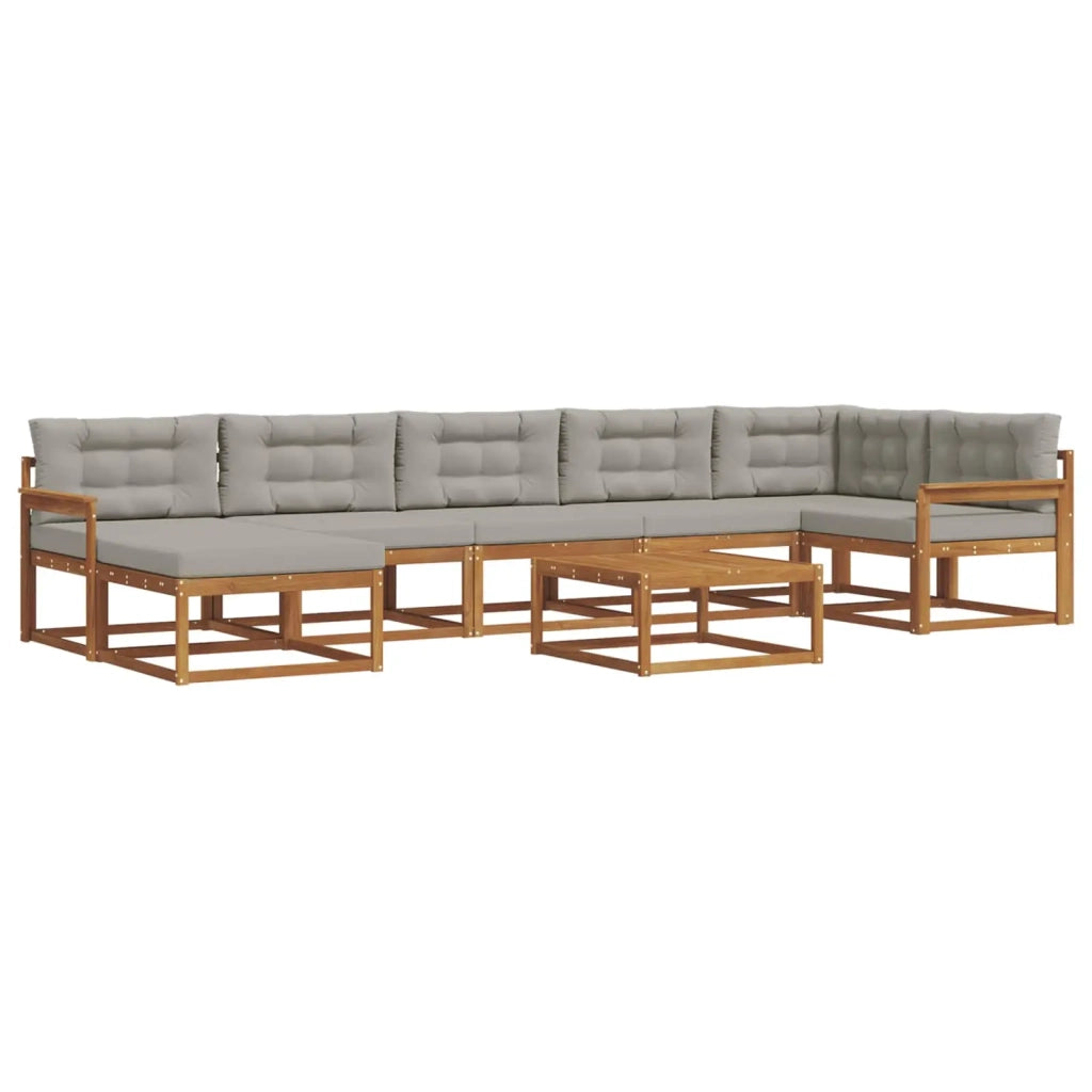 Set di divani da esterno 8 pcs Grigio Naturale e Chiaro
