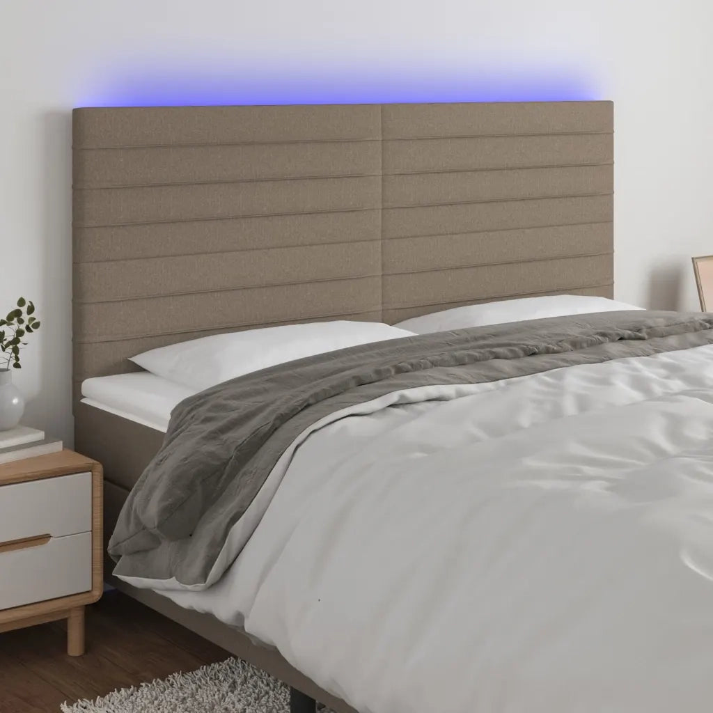 Testiera a LED-Testata con LED tortora 200x5x118/128cm in Tessuto 584440