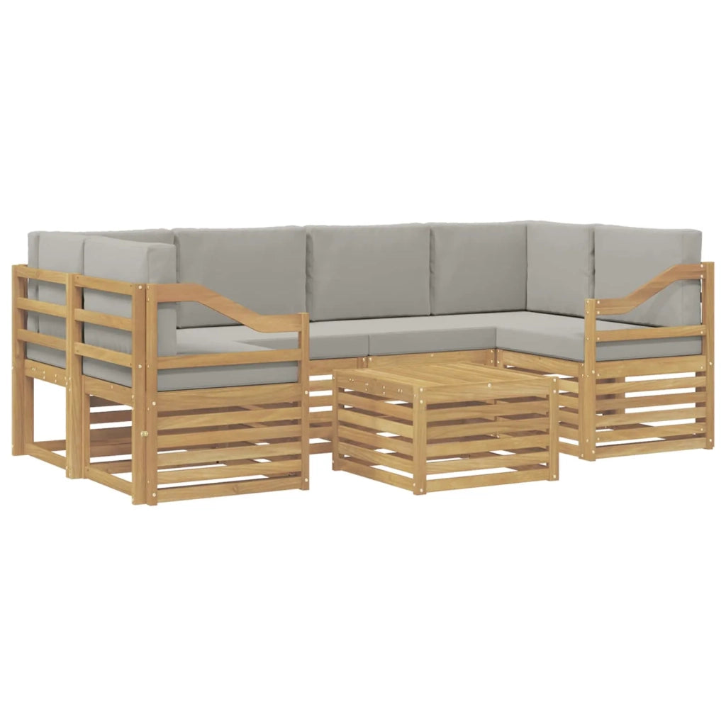 Set di divani da esterno 7 pcs Bianco e Grigio Chiaro