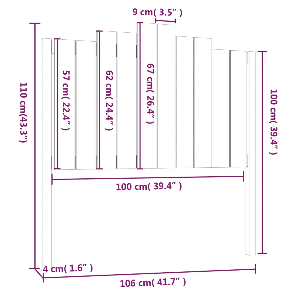 Testiera per Letto 106x4x110 cm in Legno Massello di Pino 818455