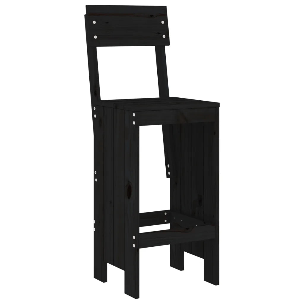 Sgabelli da Bar 2pz Neri 40x48,5x115,5 cm Legno Massello Pinocod mxl 80260