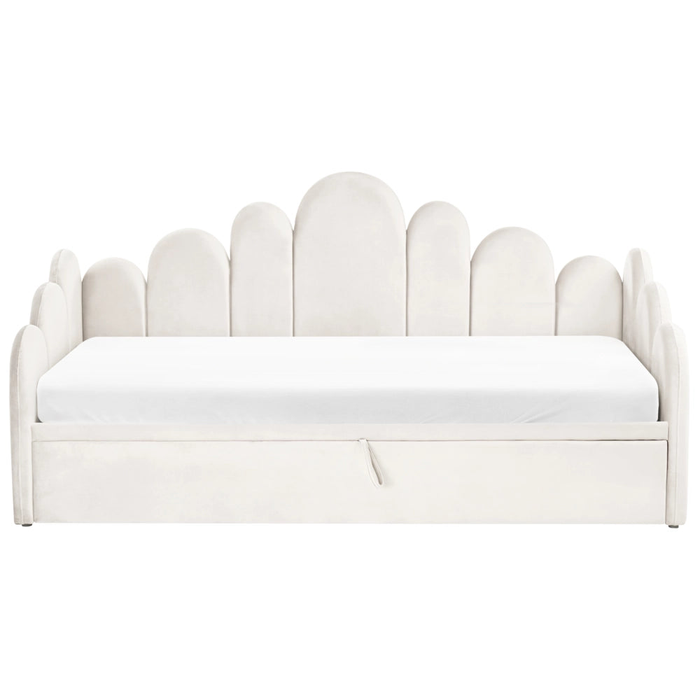 Letto singolo a scomparsa singolo 90/180 x 200 cm con rete a doghe trapuntata beige chiaro camera da letto cameretta