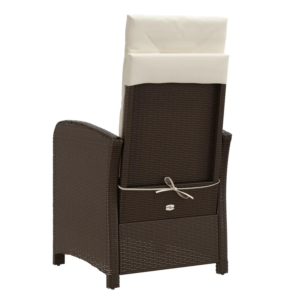 Sedia Reclinabile da Giardino con Cuscini Marrone in Polyrattan 365162
