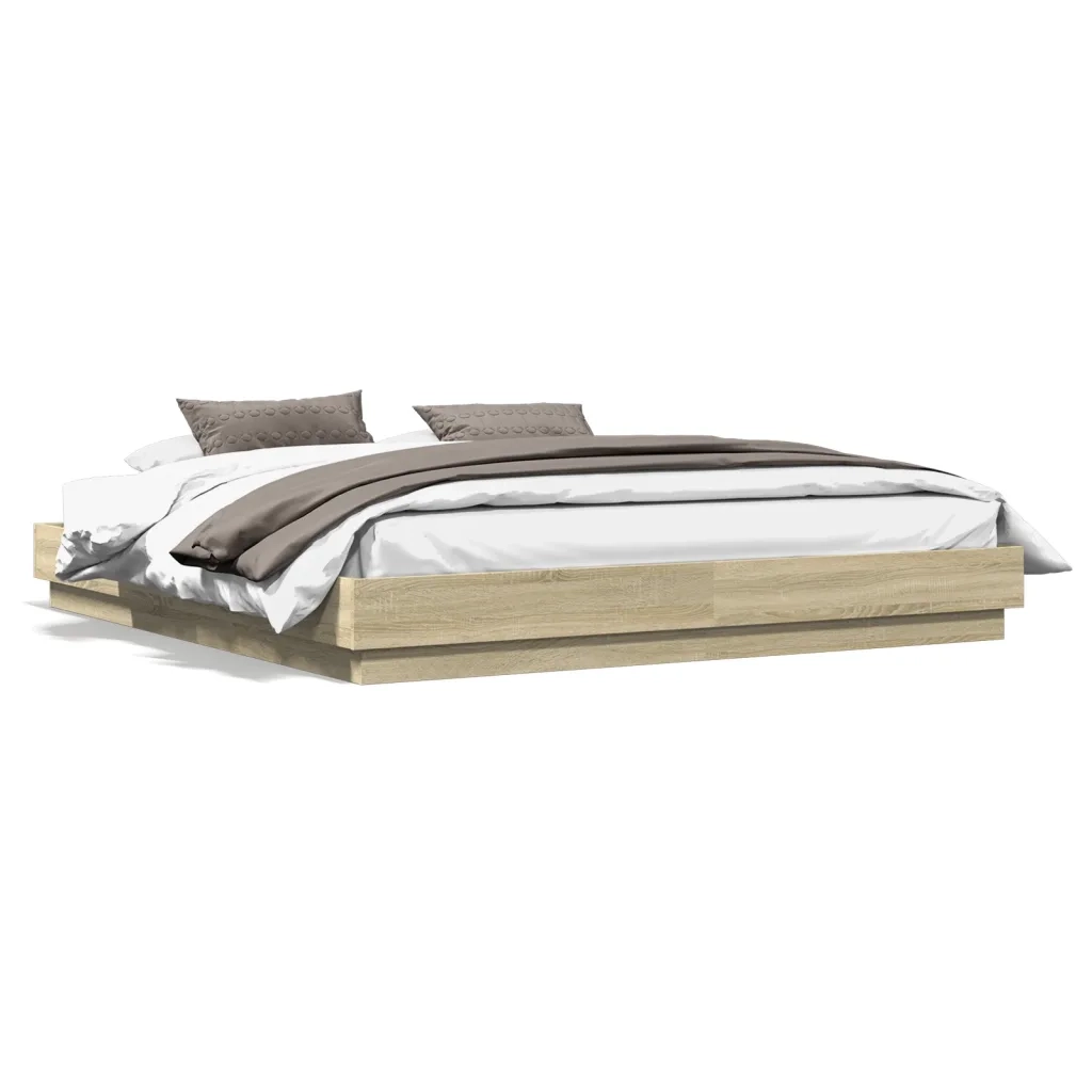 Giroletto-Struttura Letto Rovere Sonoma 200x200 cm in Legno Multistrato 834024