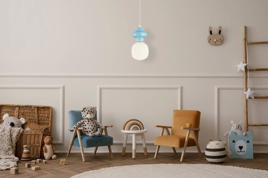 Lampada a sospensione Art Déco ceramica blu Ø15 E14 Italux