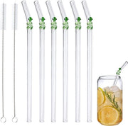 Stecchi in vetro riciclabili con stampa di fiori - ideali per smoothies, tè, succo e caffè
