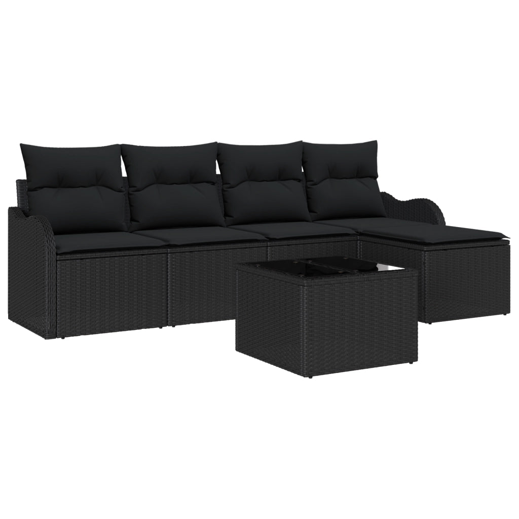 Set di divani da giardino  6 pezzi con cuscini beige polirattan
