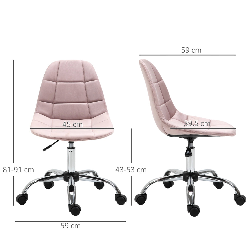 Sedia da Ufficio Girevole Regolabile Ergonomica ¨C zephmum ¨C Rosa 59x59x81-91cm
