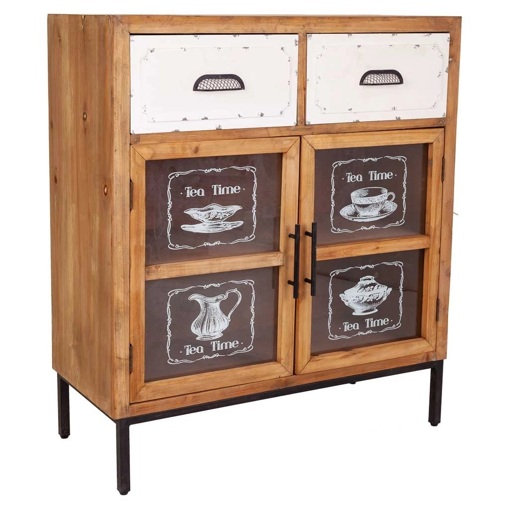 Mobile da ingresso in legno e metallo marrone 80x36,5x91h