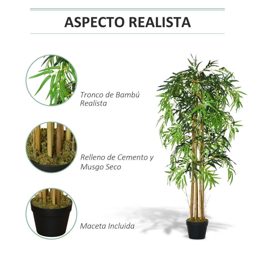 Pianta Bamb¨´ Artificiale ¨C Xylo ¨C Verde 150cm con Vaso Decorativa per Giardino Casa Ufficio