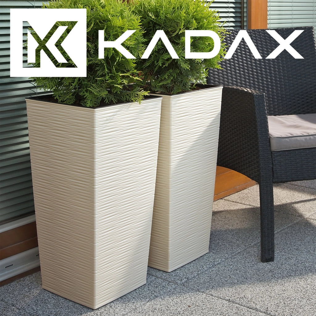 Vaso da giardino KADAX con inserto per fiori, grande e alto, 39x75 cm, color crema.
