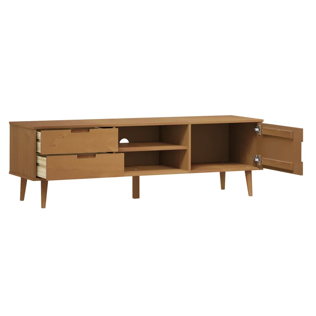 Mobile TV | Armadietto TV | Mobile Porta TV MOLDE Marrone 158x40x49 cm in Legno Massello di Pino