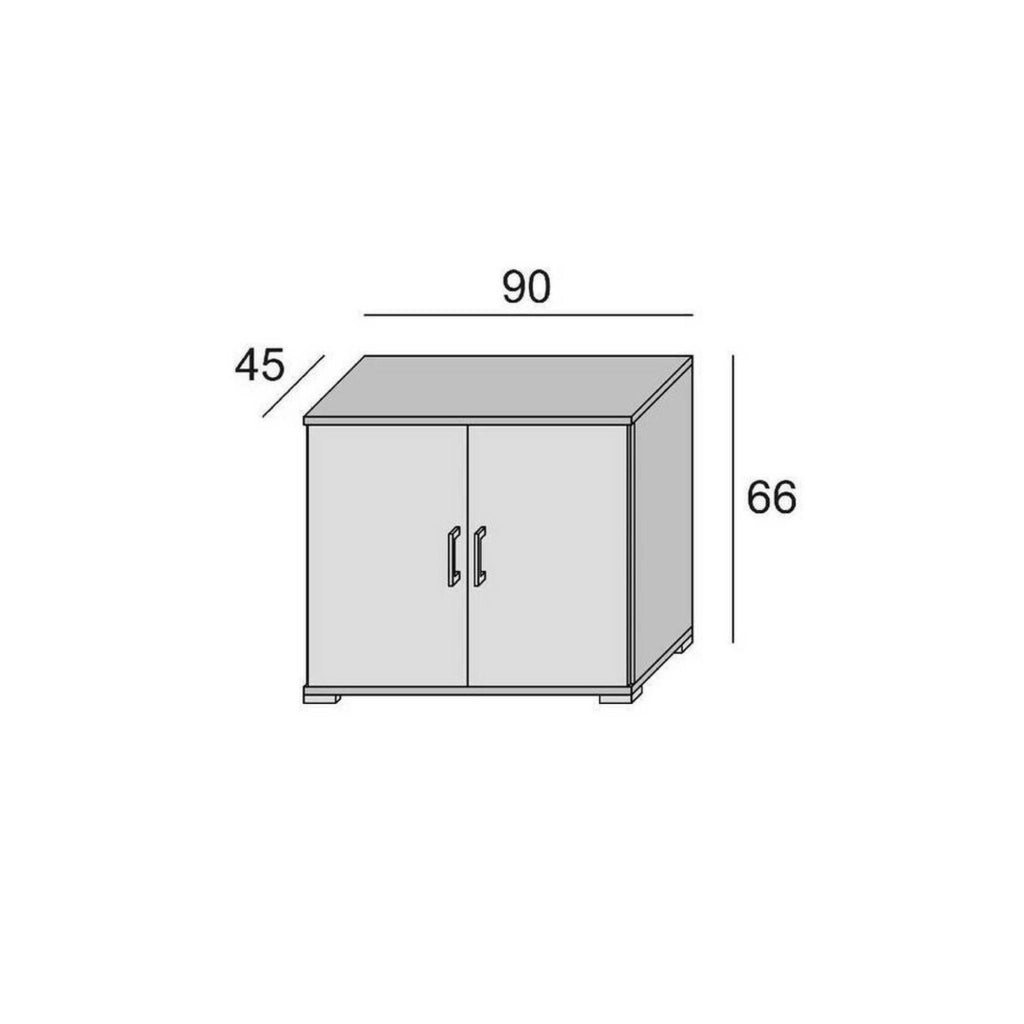 Serafinito, Armadio Multiuso 2 Ante un Ripiano Made in Italy, 90x66h cm Grigio Cemento
