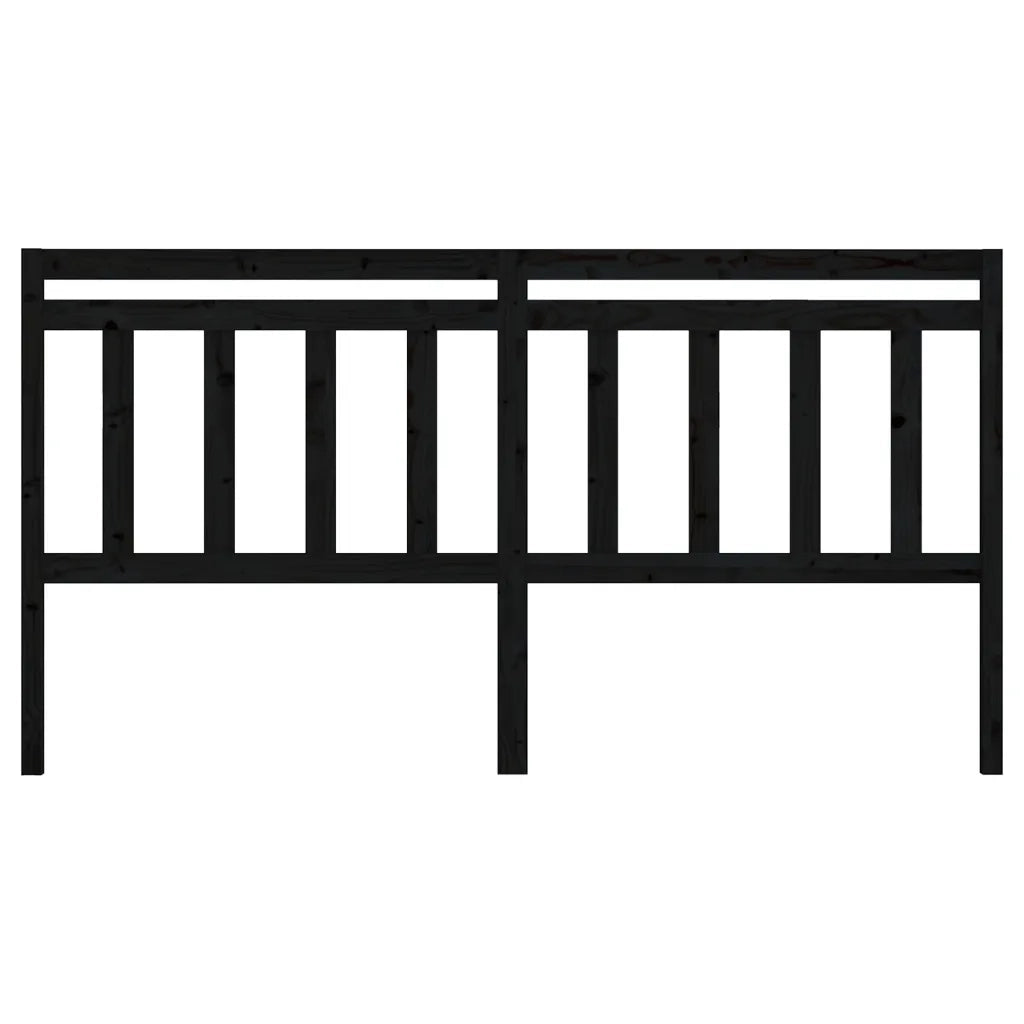 Testiera per Letto Nera 206x4x100 cm in Legno Massello di Pino