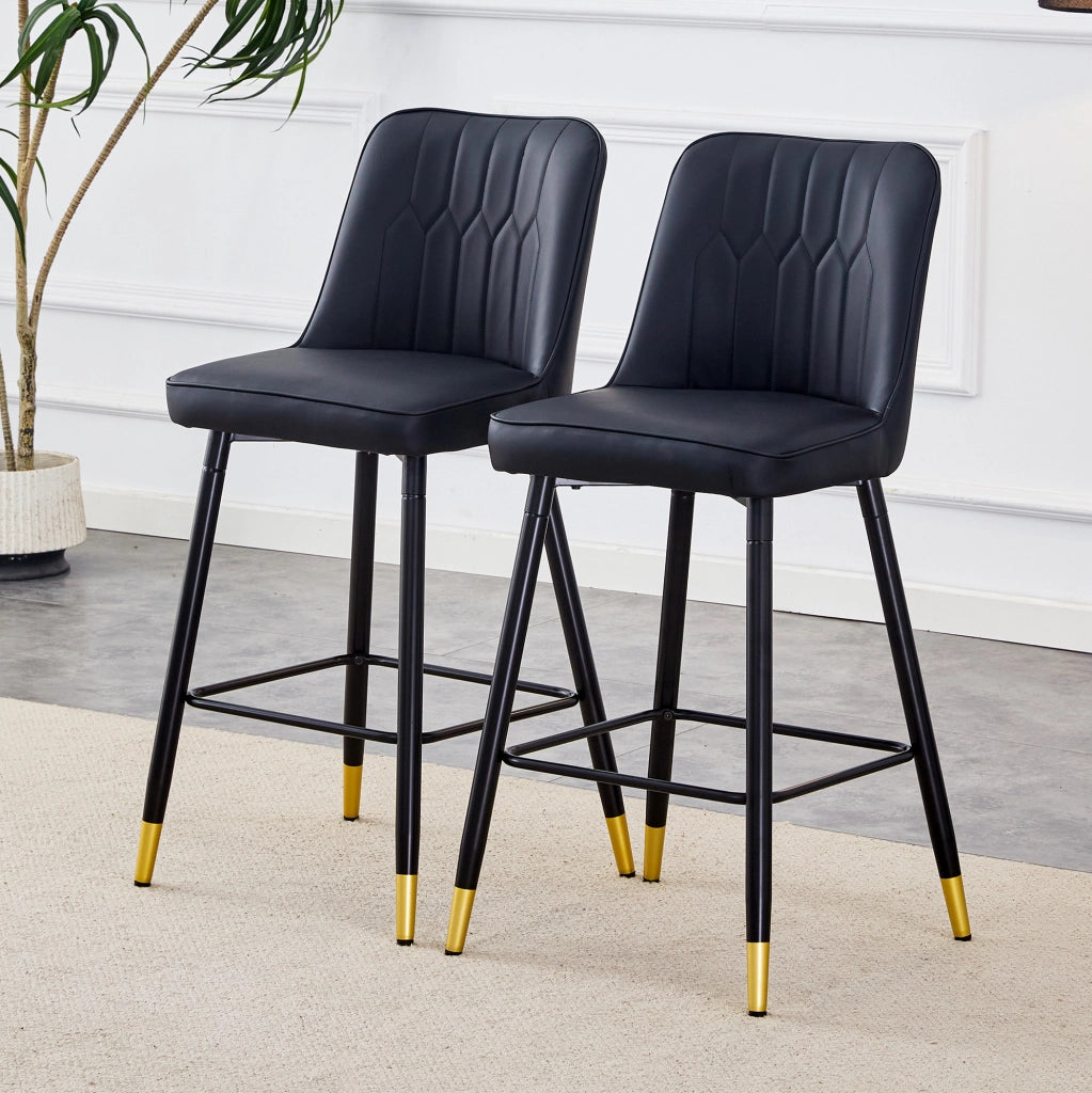 Set di 2 sgabelli da bar 100 cm in PU nero e metallo, poggiapiedi, per isola