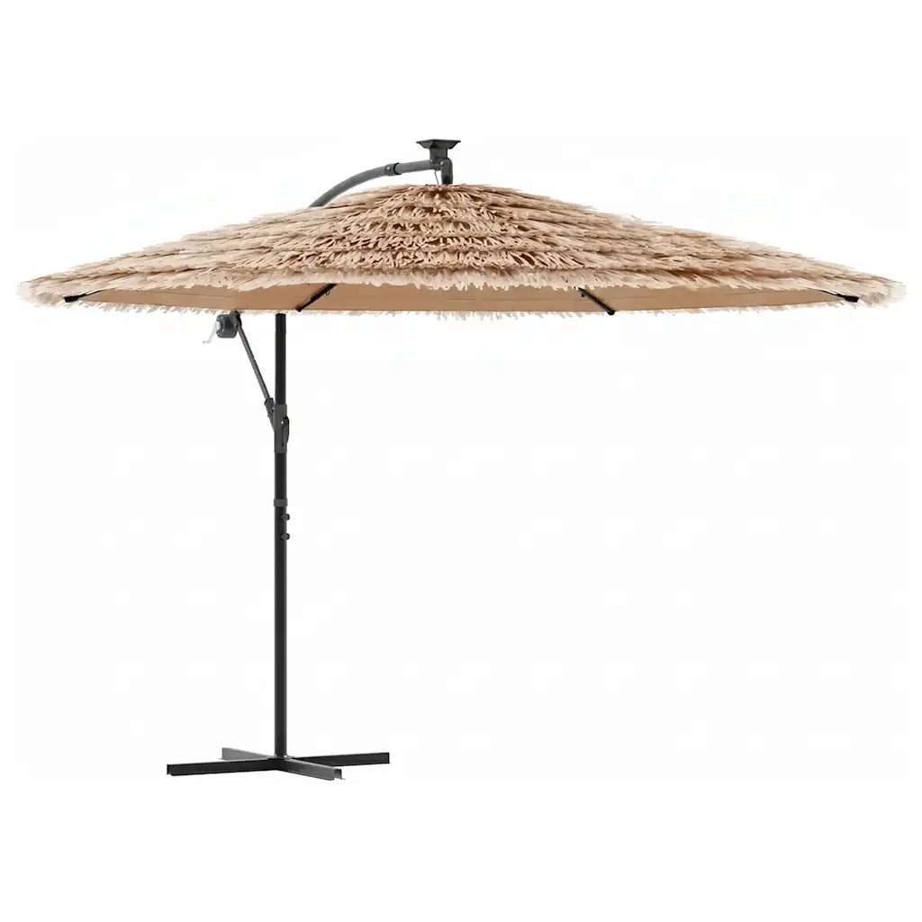 Ombrello | Parasolne Giardino LED e Palo in Acciaio Marrone 246x246x230cm